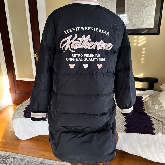 RARE Teenie Weenie Bear Katherine Long Quilted Varsity Parka Korea - Picture 4 of 10